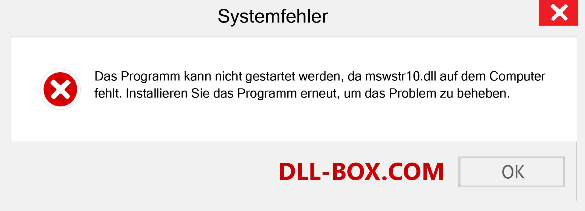 mswstr10.dll-Datei fehlt?. Download für Windows 7, 8, 10 - Fix mswstr10 dll Missing Error unter Windows, Fotos, Bildern